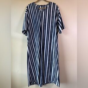 Striped Navy and White Maxi Dress